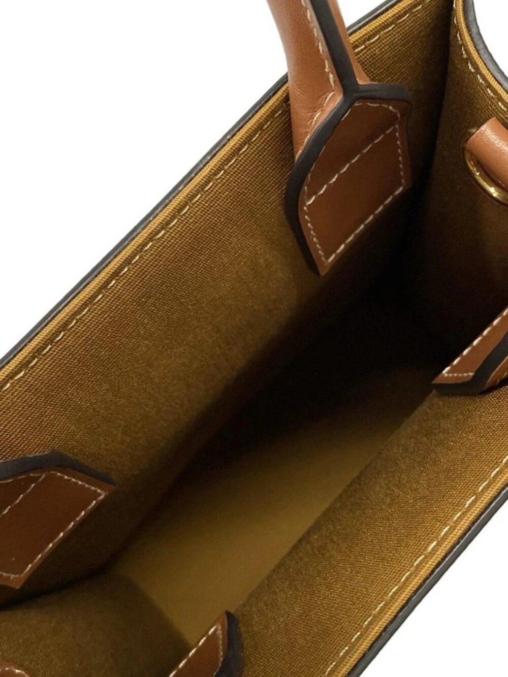 CELINE Mini Vertical Cabas Tan(Black, Brown) Brown) Triomphe Canvas Calf Skin - Picture 14 of 15